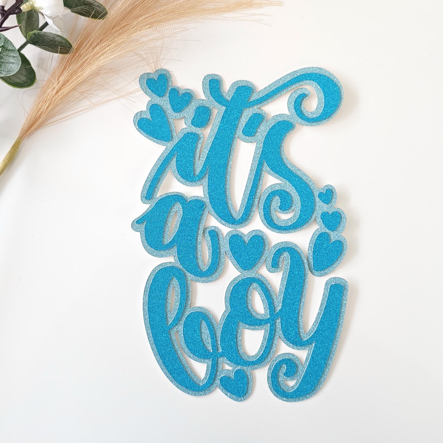 It’s a Boy Cake Topper, Glitter Blue | Baby Shower & Gender Reveal - cake topper, boy cake topper, boy cake, teal blue
