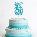 It’s a Boy Cake Topper, Glitter Blue | Baby Shower & Gender Reveal - cake topper, boy cake topper, boy cake, teal blue