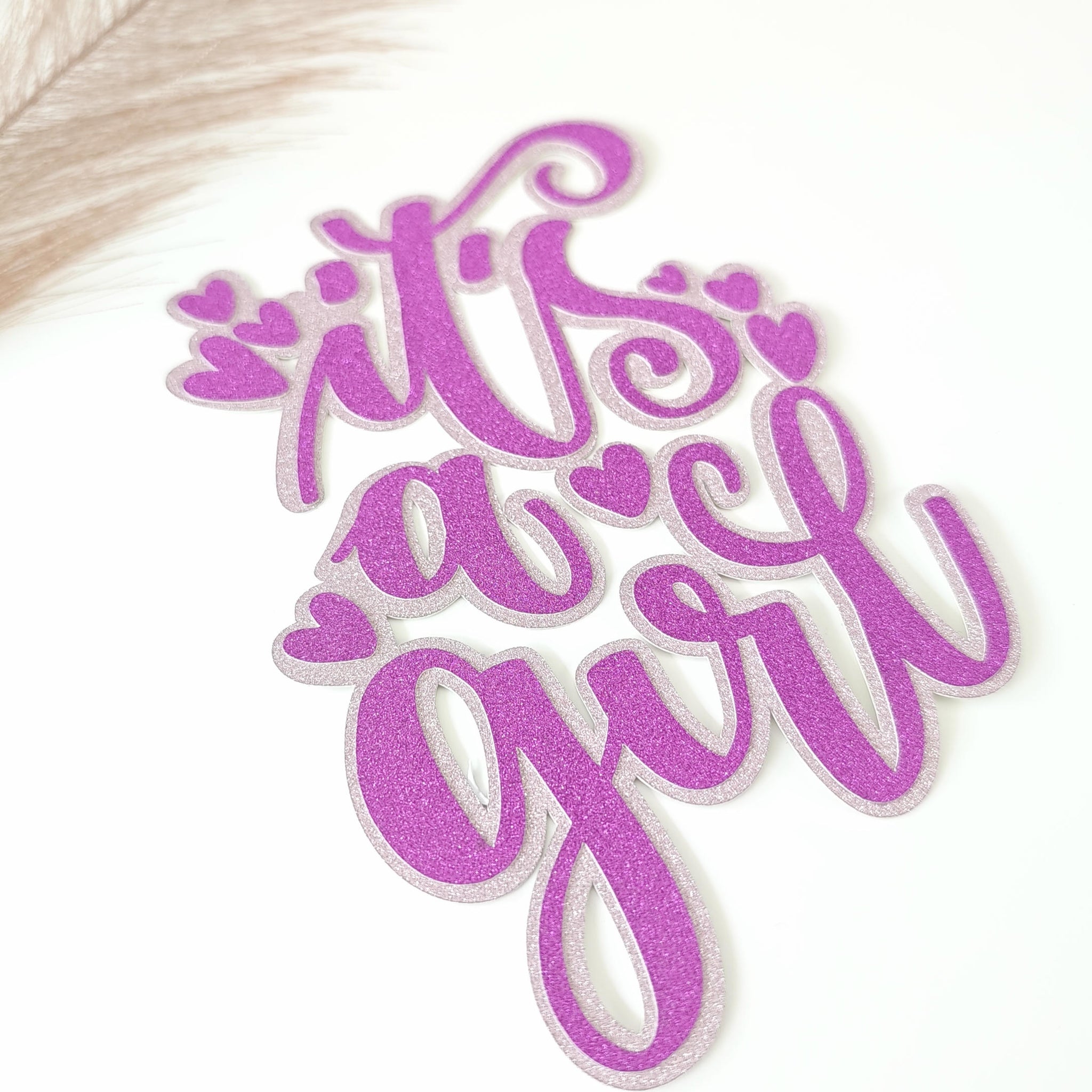 It’s a Girl Glitter Cake Topper | Baby Shower & Gender Reveal - hot pink glitter, cake topper, hot pink, pink glitter,