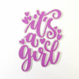 It’s a Girl Glitter Cake Topper | Baby Shower & Gender Reveal - hot pink glitter, cake topper, hot pink, pink glitter,