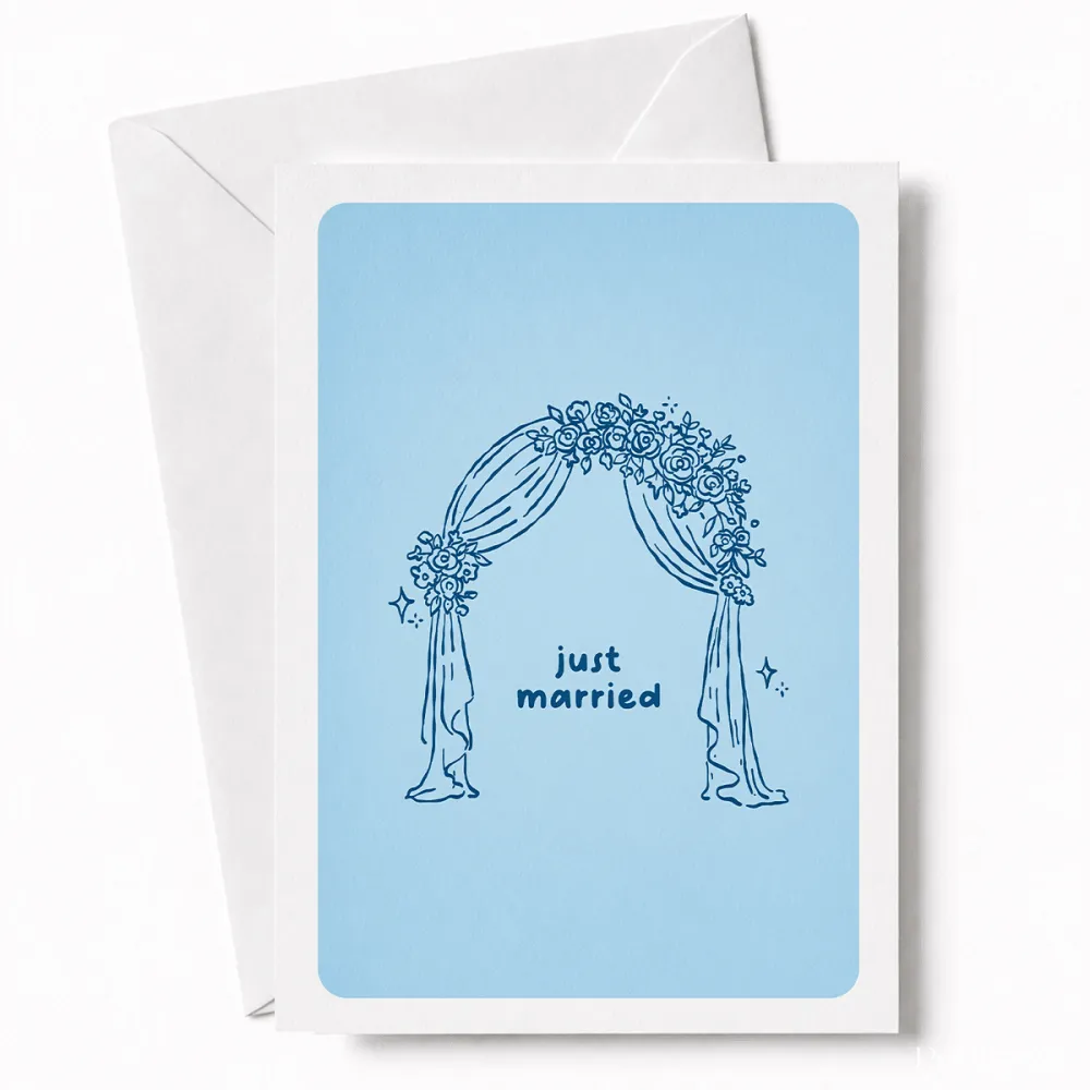 Just Married | Floral Wedding Arch Greeting Card - wedding card, floral wedding arch, floral wedding, wedding arch,
