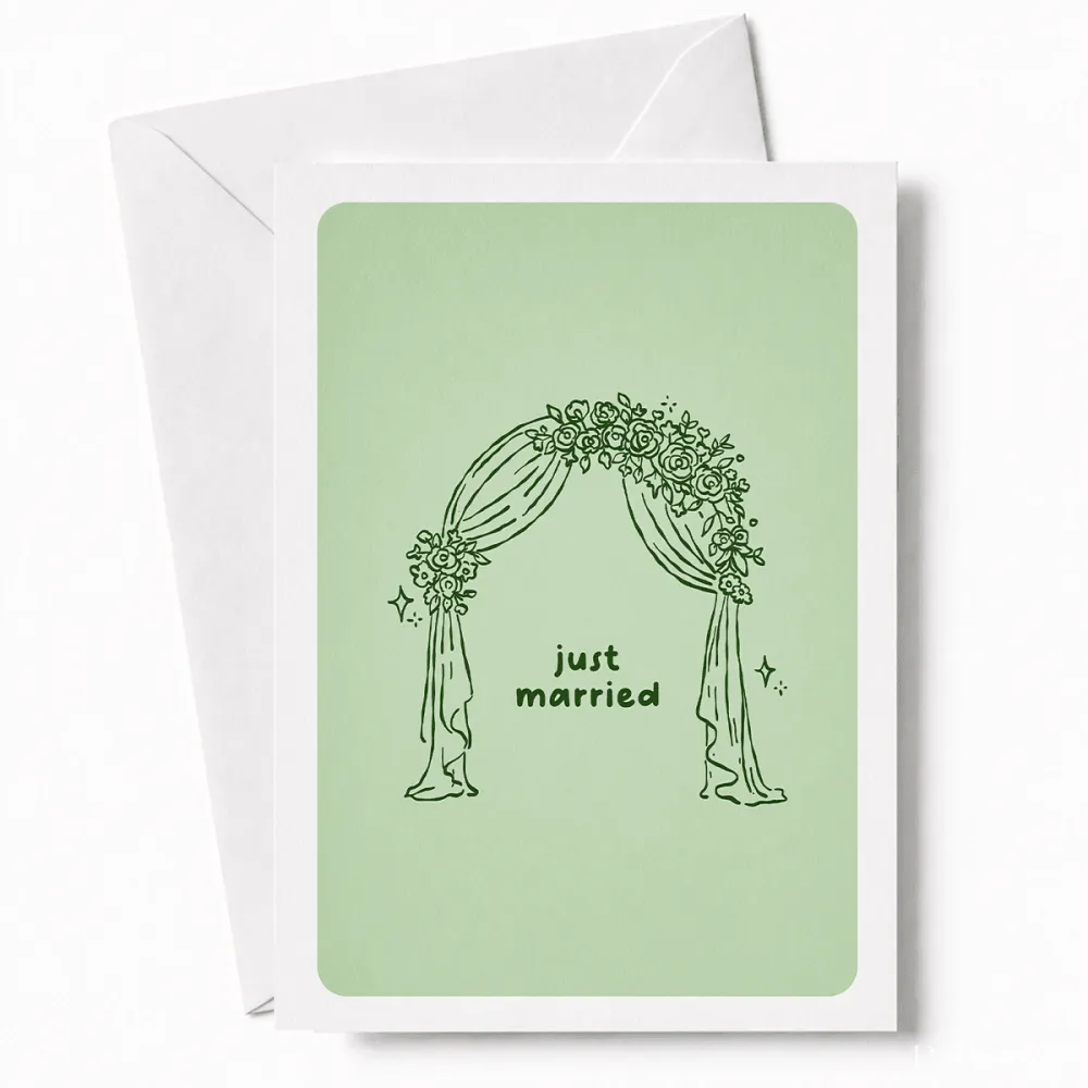 Just Married | Floral Wedding Arch Greeting Card - wedding card, floral wedding arch, floral wedding, wedding arch,