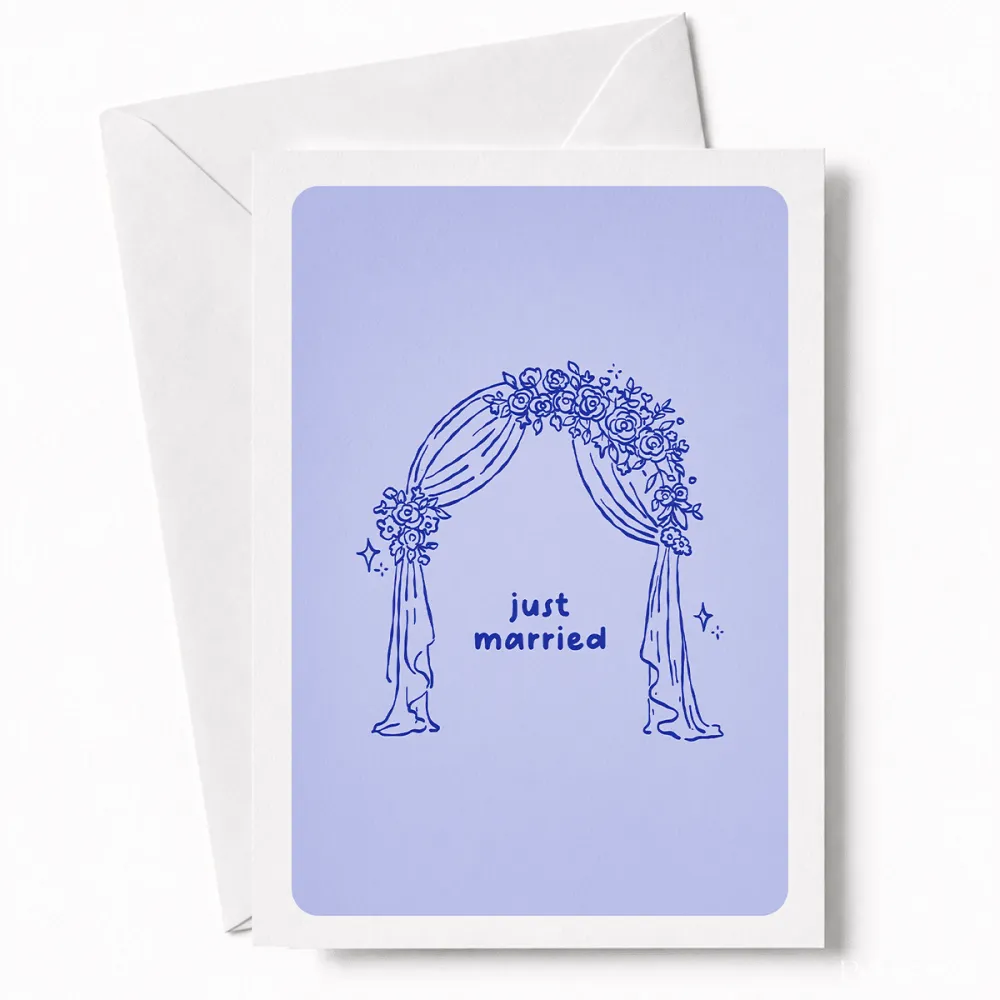 Just Married | Floral Wedding Arch Greeting Card - wedding card, floral wedding arch, floral wedding, wedding arch,