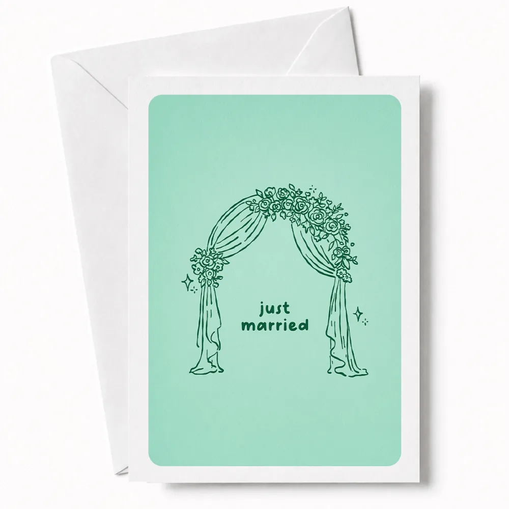 Just Married | Floral Wedding Arch Greeting Card - wedding card, floral wedding arch, floral wedding, wedding arch,