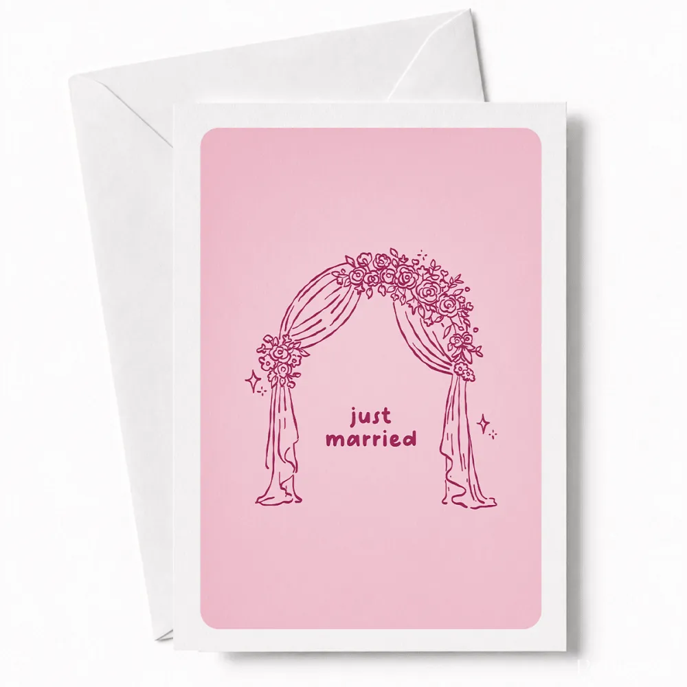 Just Married | Floral Wedding Arch Greeting Card - wedding card, floral wedding arch, floral wedding, wedding arch,