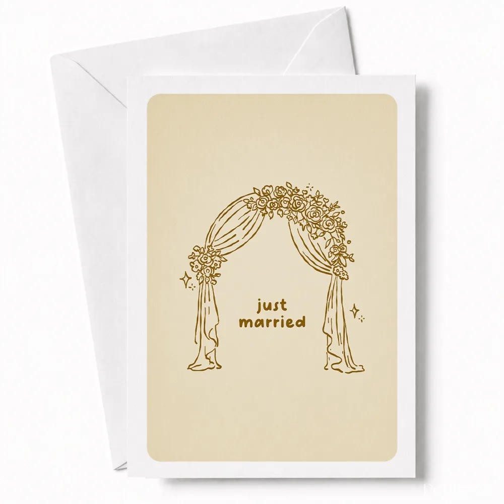 Just Married | Floral Wedding Arch Greeting Card - wedding card, floral wedding arch, floral wedding, wedding arch,