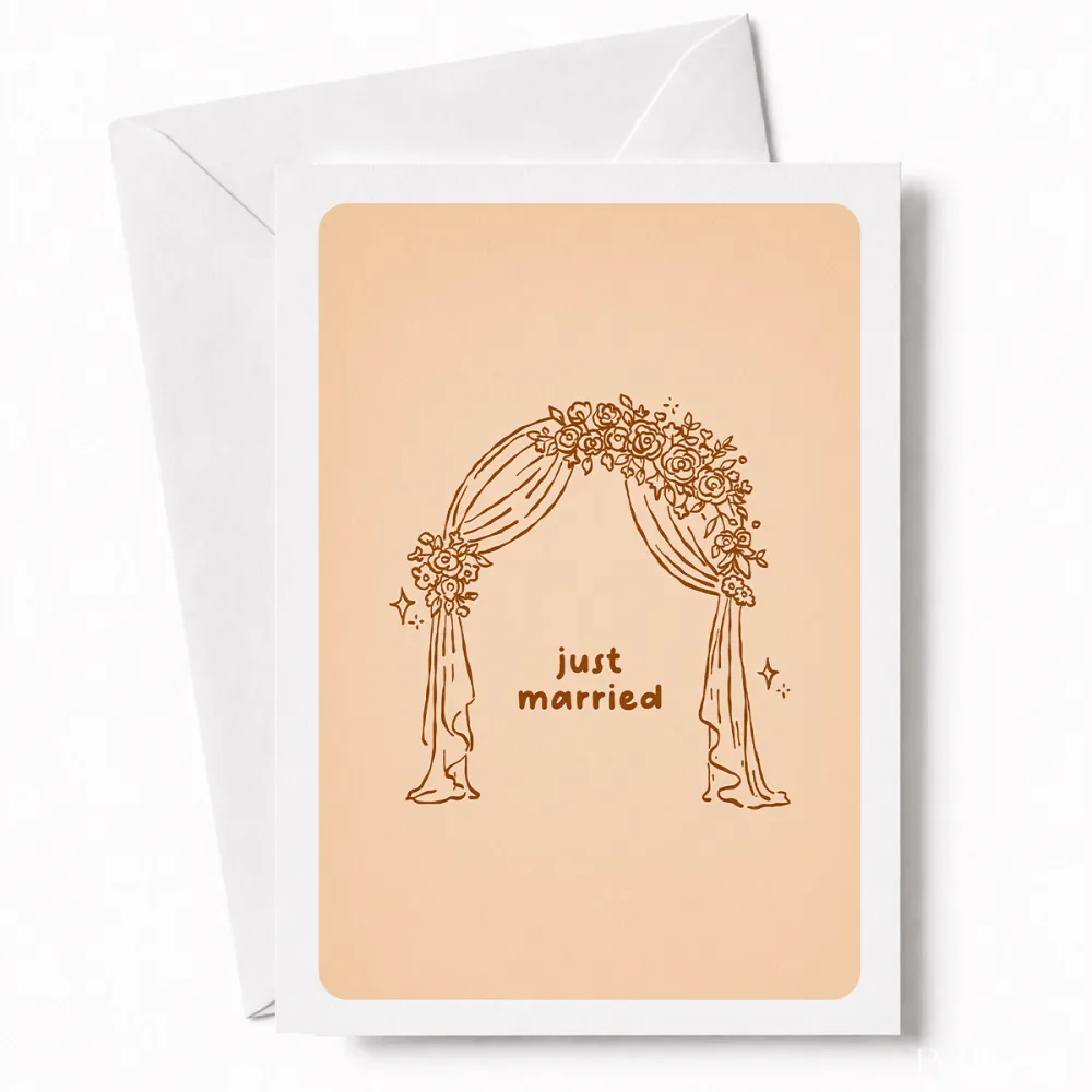 Just Married | Floral Wedding Arch Greeting Card - wedding card, floral wedding arch, floral wedding, wedding arch,