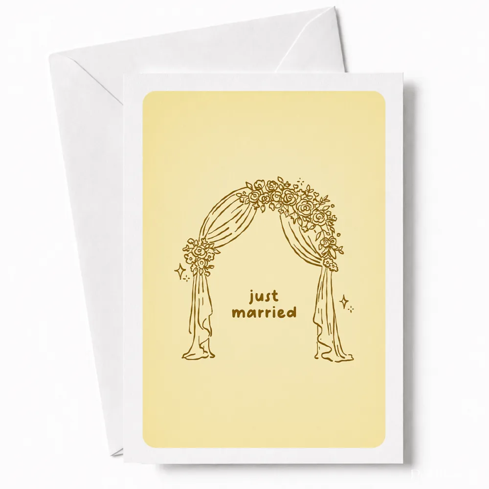 Just Married | Floral Wedding Arch Greeting Card - wedding card, floral wedding arch, floral wedding, wedding arch,