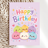 Kawaii Dumpling Birthday Card | Rainbow Bao Squad - birthday card, bold rainbow happy, rainbow happy birthday, dumpling