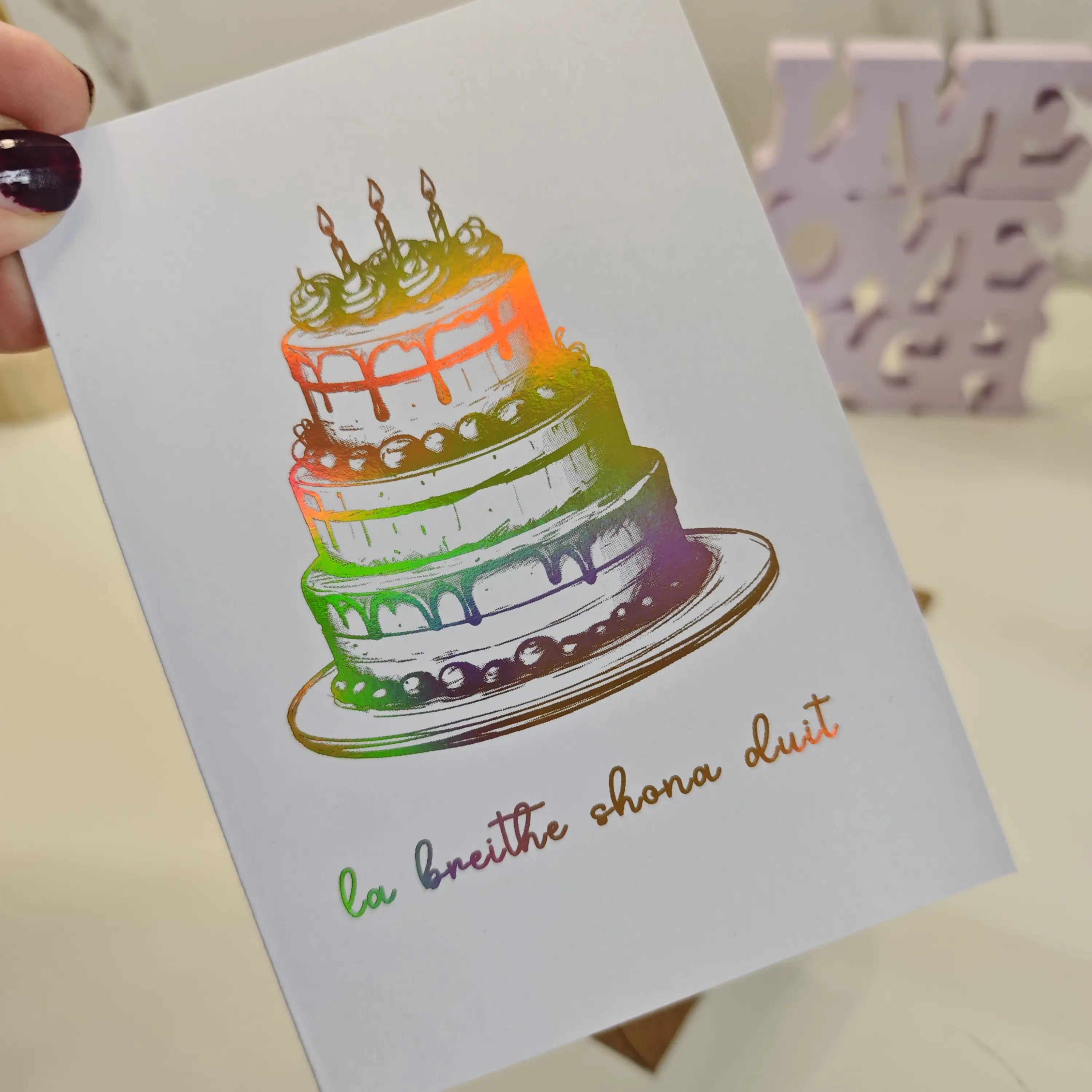 Lá Breithe Shona Duit Foil Card | Irish Language Birthday Card - Greeting Card