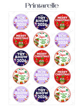 Circular late late toy festive cupcake toppers with colorful owl stickers and merry christmas text for 2026 show