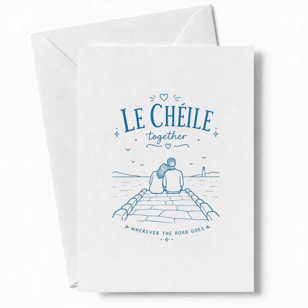Handmade - Greeting Card - Irish Le Chéile Together Wedding Card – Pier Scene | Ireland