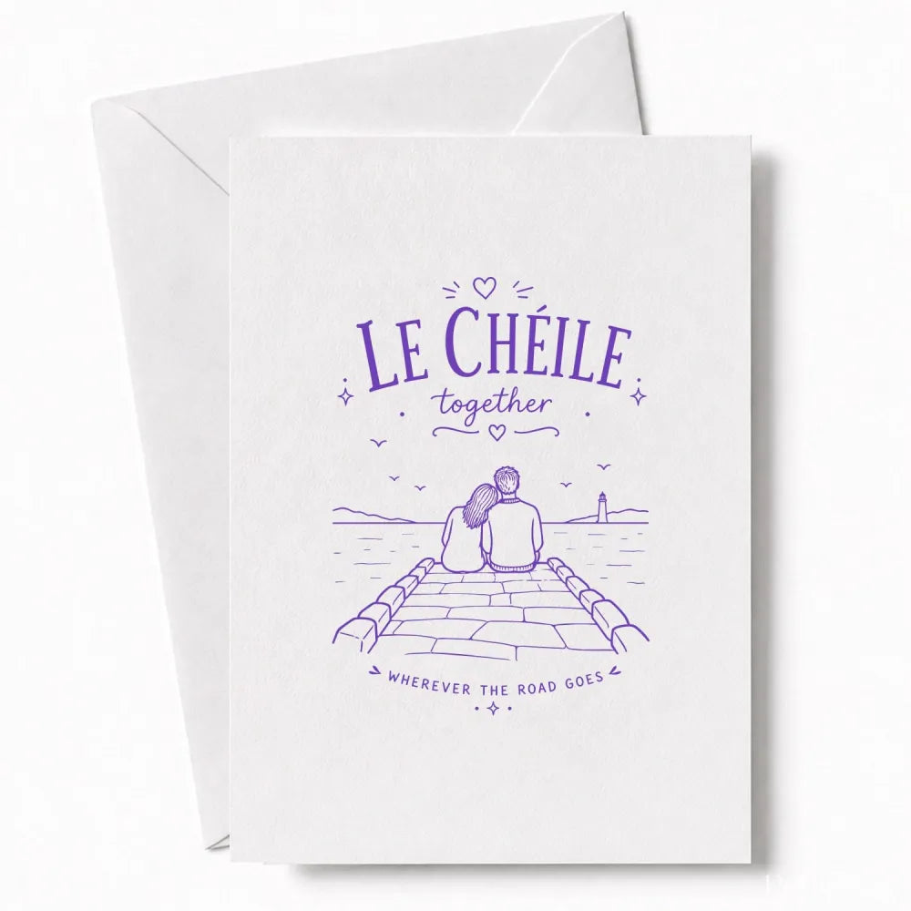 Handmade - Greeting Card - Irish Le Chéile Together Wedding Card – Pier Scene | Ireland