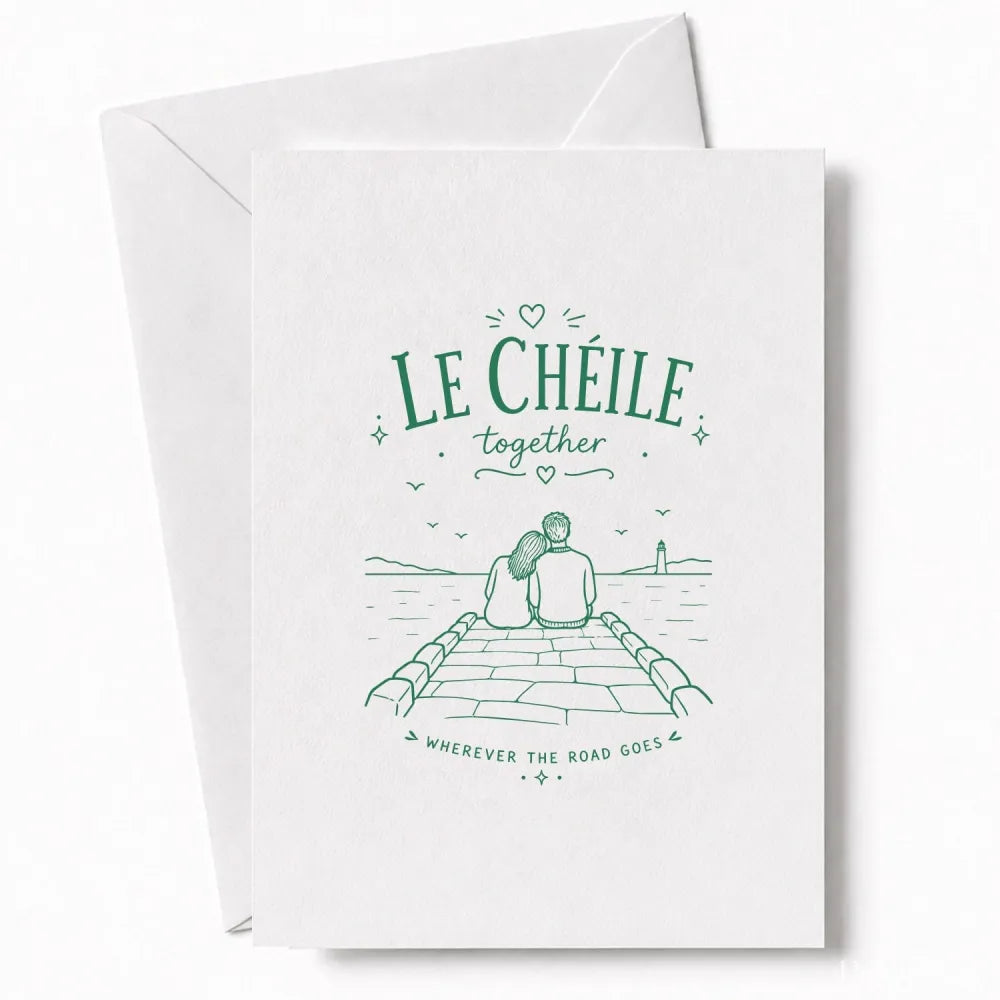 Handmade - Greeting Card - Irish Le Chéile Together Wedding Card – Pier Scene | Ireland