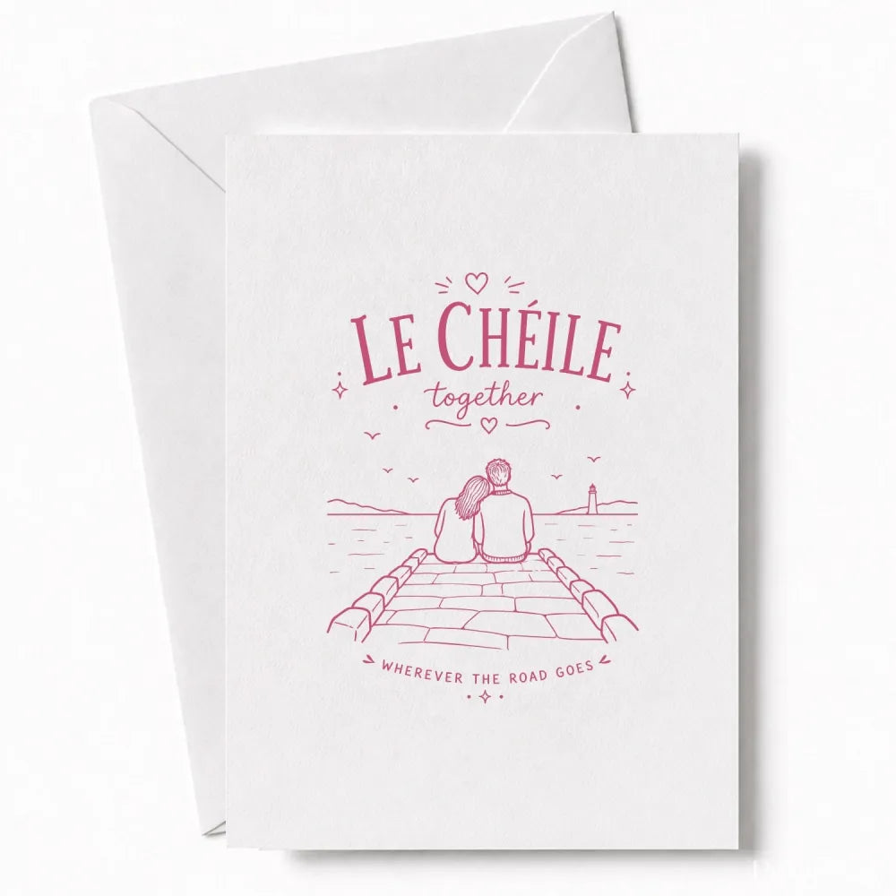 Handmade - Greeting Card - Irish Le Chéile Together Wedding Card – Pier Scene | Ireland