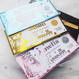 Personalized Legoland tickets with colorful designs on a light gray background