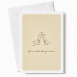 Let’s Celebrate You Two | Wedding Card - wedding card, two hands, wedding day, kraft envelope, personalized foil tickets