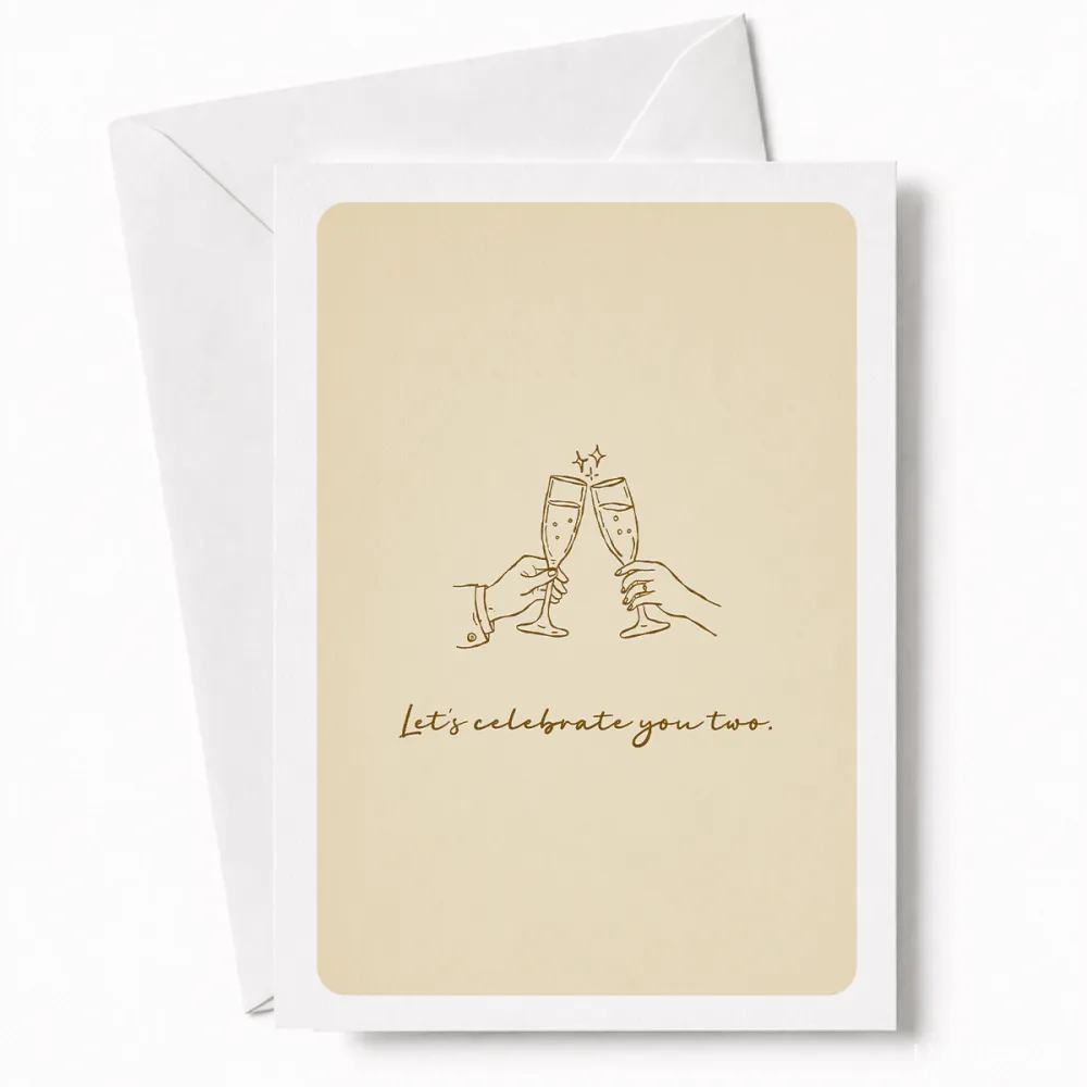 Let’s Celebrate You Two | Wedding Card - wedding card, two hands, wedding day, kraft envelope, personalized foil tickets