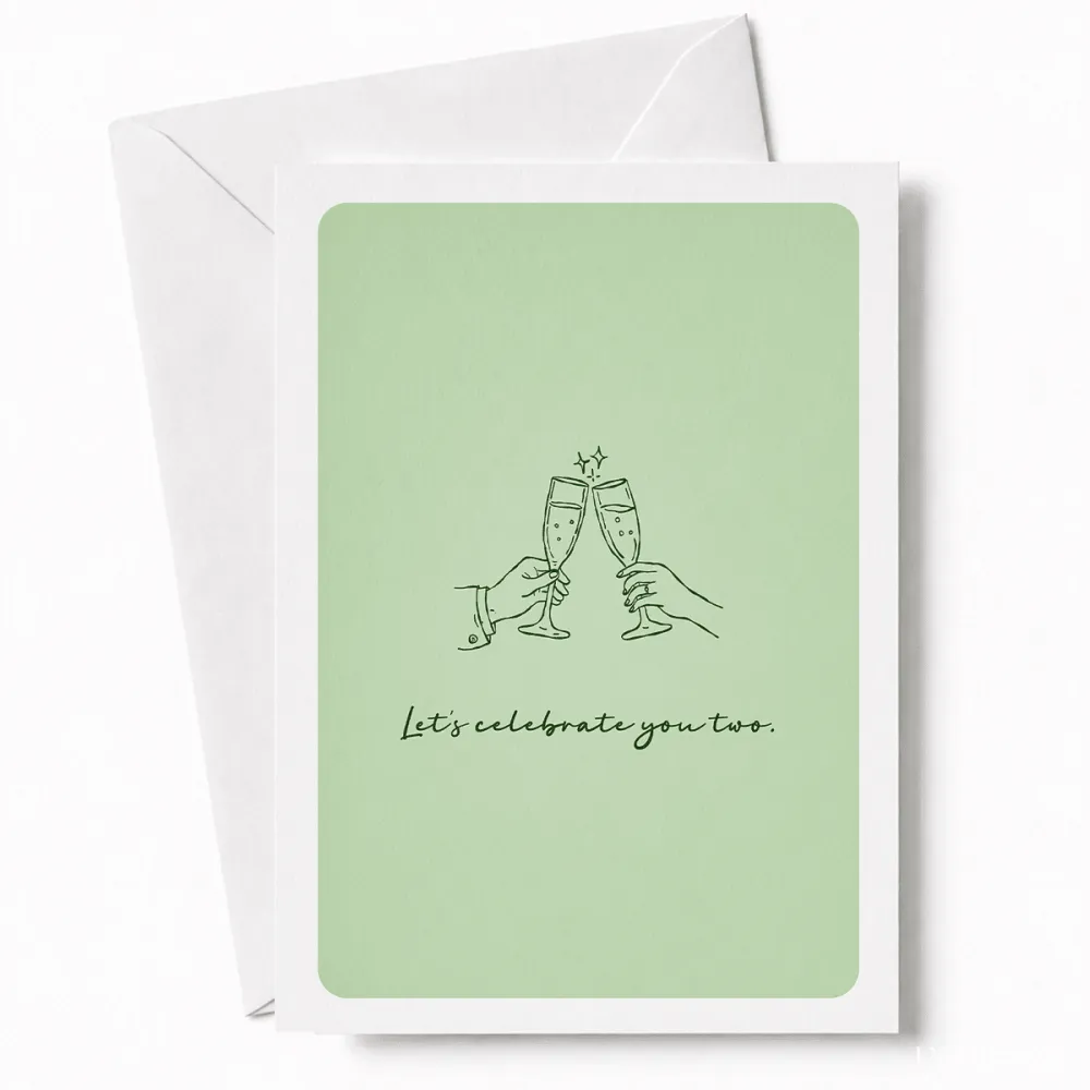 Let’s Celebrate You Two | Wedding Card - wedding card, two hands, wedding day, kraft envelope, personalized foil tickets