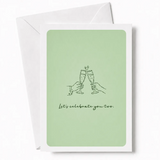 Let’s Celebrate You Two | Wedding Card - wedding card, two hands, wedding day, kraft envelope, personalized foil tickets