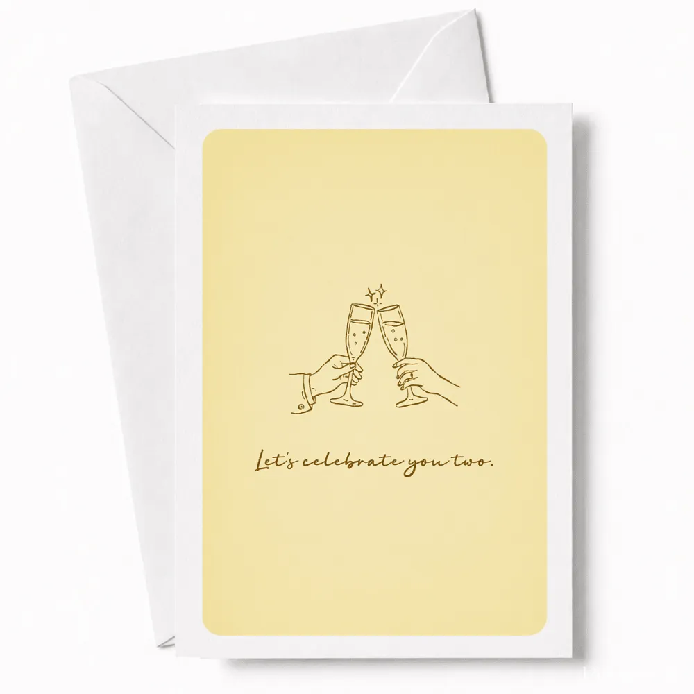 Let’s Celebrate You Two | Wedding Card - wedding card, two hands, wedding day, kraft envelope, personalized foil tickets