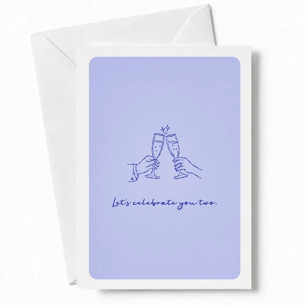 Let’s Celebrate You Two | Wedding Card - wedding card, two hands, wedding day, kraft envelope, personalized foil tickets