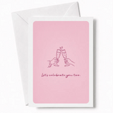 Let’s Celebrate You Two | Wedding Card - wedding card, two hands, wedding day, kraft envelope, personalized foil tickets