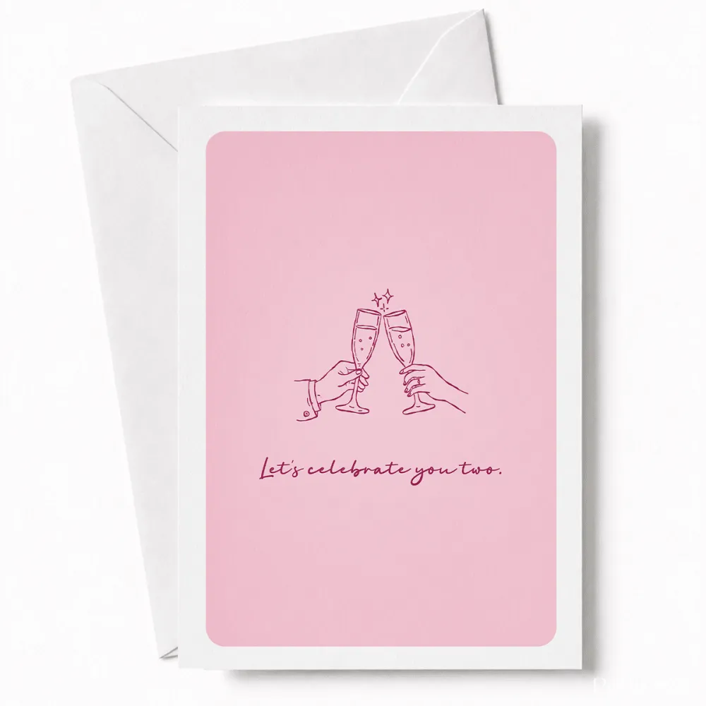 Let’s Celebrate You Two | Wedding Card - wedding card, two hands, wedding day, kraft envelope, personalized foil tickets