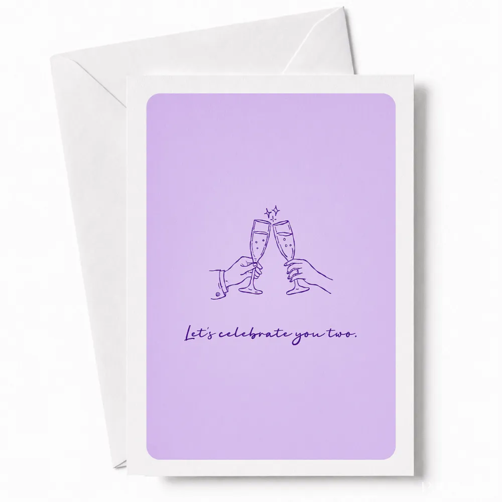 Let’s Celebrate You Two | Wedding Card - wedding card, two hands, wedding day, kraft envelope, personalized foil tickets