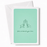 Let’s Celebrate You Two | Wedding Card - wedding card, two hands, wedding day, kraft envelope, personalized foil tickets