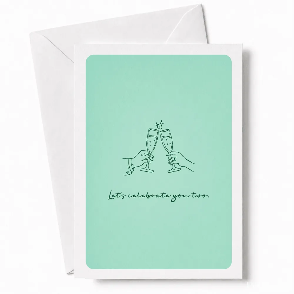Let’s Celebrate You Two | Wedding Card - wedding card, two hands, wedding day, kraft envelope, personalized foil tickets