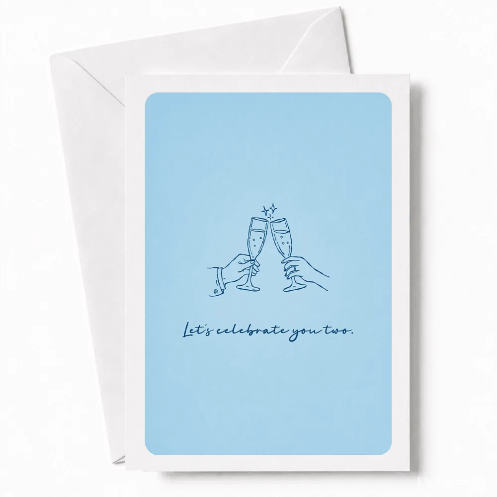 Let’s Celebrate You Two | Wedding Card - wedding card, two hands, wedding day, kraft envelope, personalized foil tickets