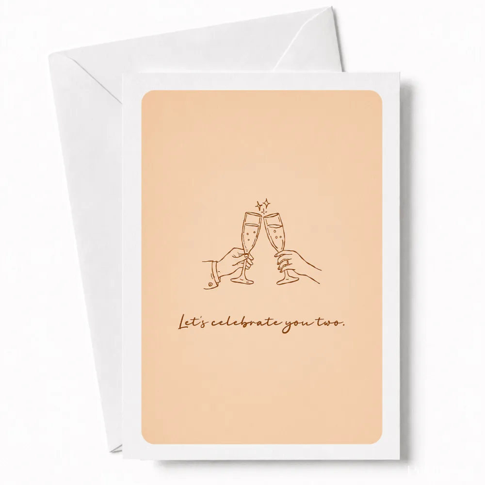 Let’s Celebrate You Two | Wedding Card - wedding card, two hands, wedding day, kraft envelope, personalized foil tickets