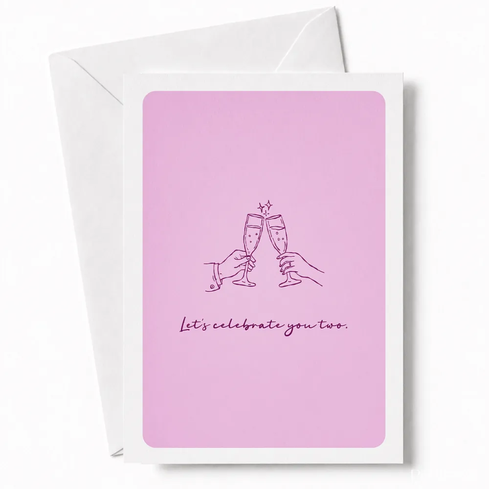 Let’s Celebrate You Two | Wedding Card - wedding card, two hands, wedding day, kraft envelope, personalized foil tickets