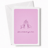 Let’s Celebrate You Two | Wedding Card - wedding card, two hands, wedding day, kraft envelope, personalized foil tickets