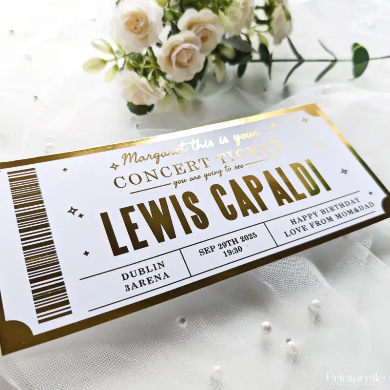 Lewis Capaldi Foil Concert Ticket – Personalized Reveal Surprise Gift - Foil Ticket