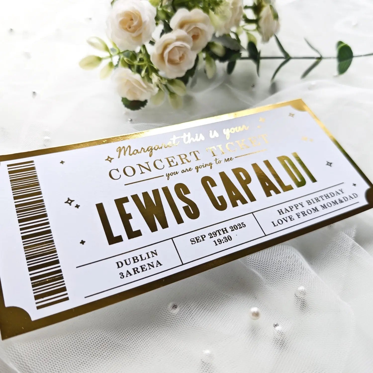 Lewis Capaldi Foil Concert Ticket – Personalized Reveal Surprise Gift - Foil Ticket