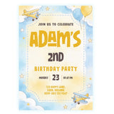 Little Airplane Boy Birthday Party Invitation - birthday party, airplane boy birthday, boy birthday party, birthday