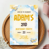 Little Airplane Boy Birthday Party Invitation - birthday party, airplane boy birthday, boy birthday party, birthday