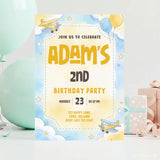 Little Airplane Boy Birthday Party Invitation - birthday party, airplane boy birthday, boy birthday party, birthday