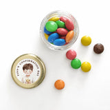 Little believer confirmation mini jar favour with 43mm pale gold twist lid and personalised sticker printed design