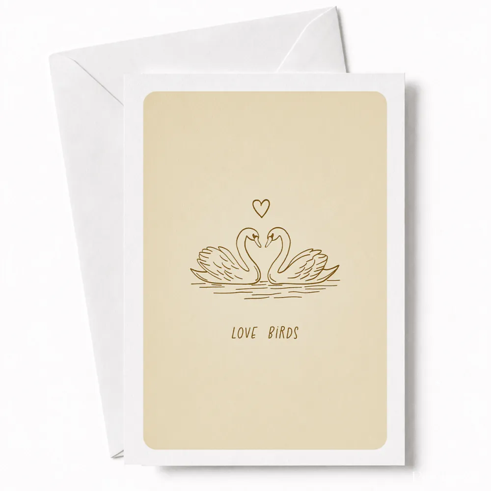 Love Birds | Swan Wedding Congratulations Card - love birds, wedding card, timeless wedding card, love birds swan,