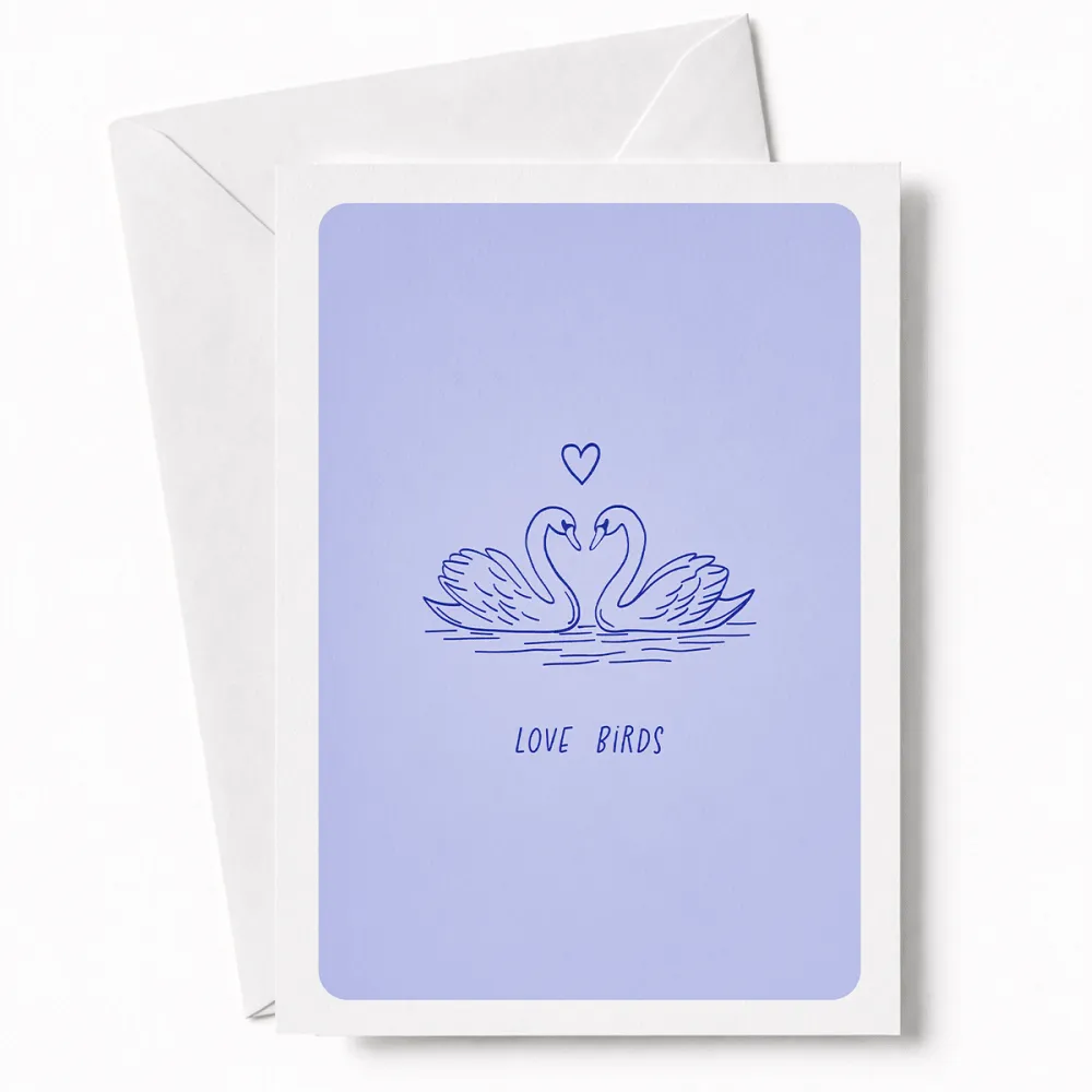 Love Birds | Swan Wedding Congratulations Card - love birds, wedding card, timeless wedding card, love birds swan,