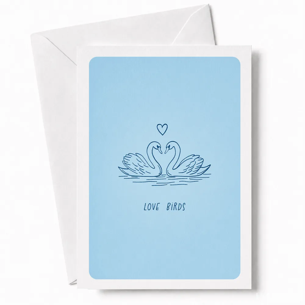 Love Birds | Swan Wedding Congratulations Card - love birds, wedding card, timeless wedding card, love birds swan,