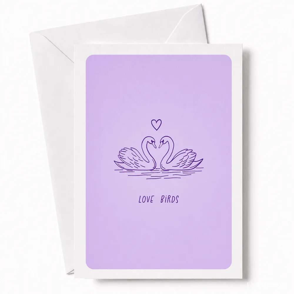 Love Birds | Swan Wedding Congratulations Card - love birds, wedding card, timeless wedding card, love birds swan,