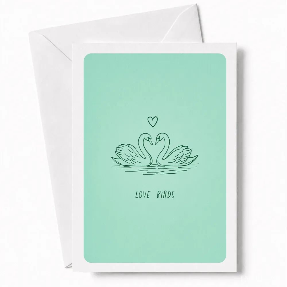 Love Birds | Swan Wedding Congratulations Card - love birds, wedding card, timeless wedding card, love birds swan,