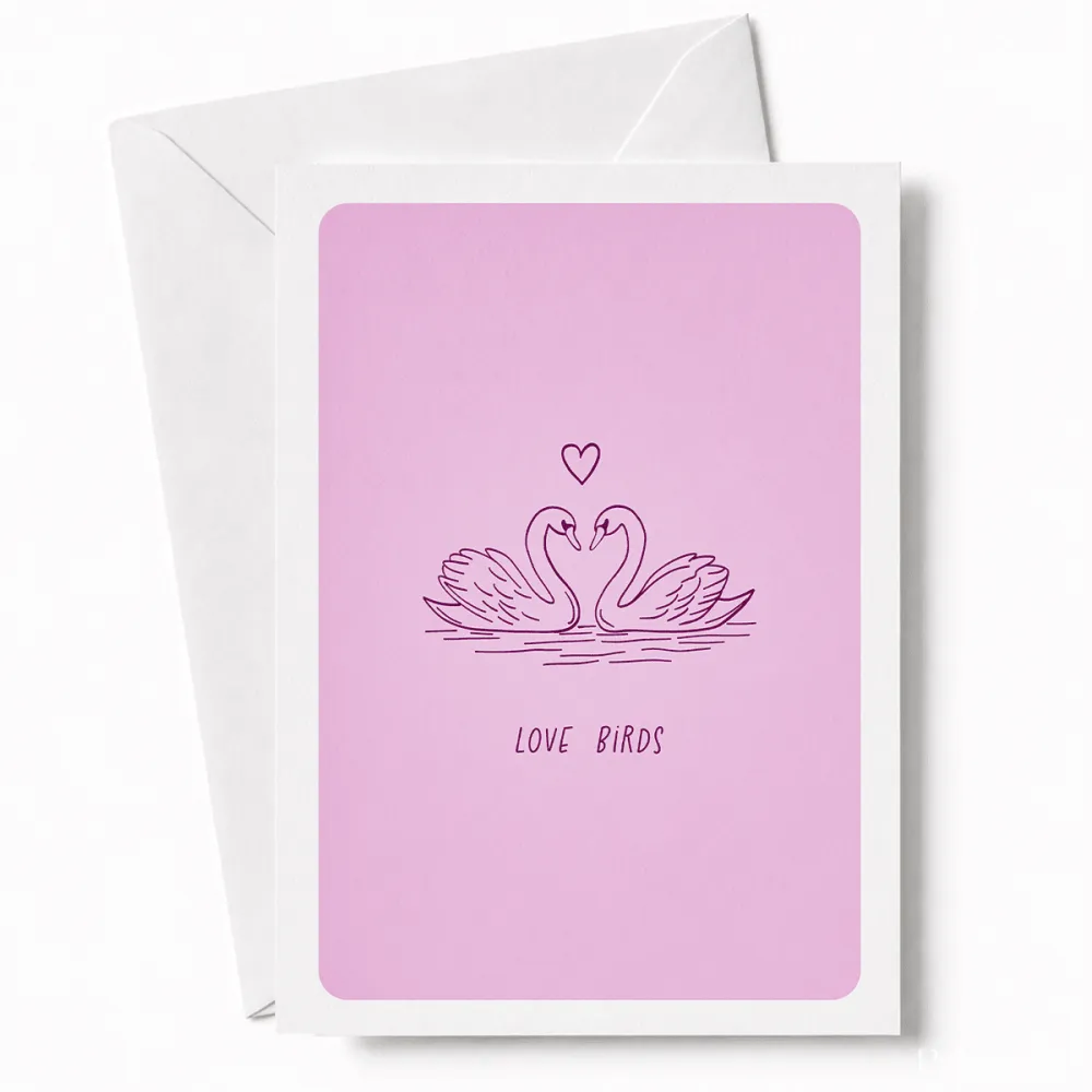 Love Birds | Swan Wedding Congratulations Card - love birds, wedding card, timeless wedding card, love birds swan,