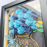 Love Mam Shadow Box Frame 13x18cm - Blue Roses - Handmade in Ireland - Shadow Box Frame - Printarelle
