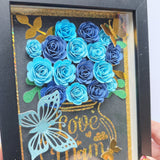 Love Mam Shadow Box Frame 13x18cm - Blue Roses - Handmade in Ireland - Shadow Box Frame - Printarelle