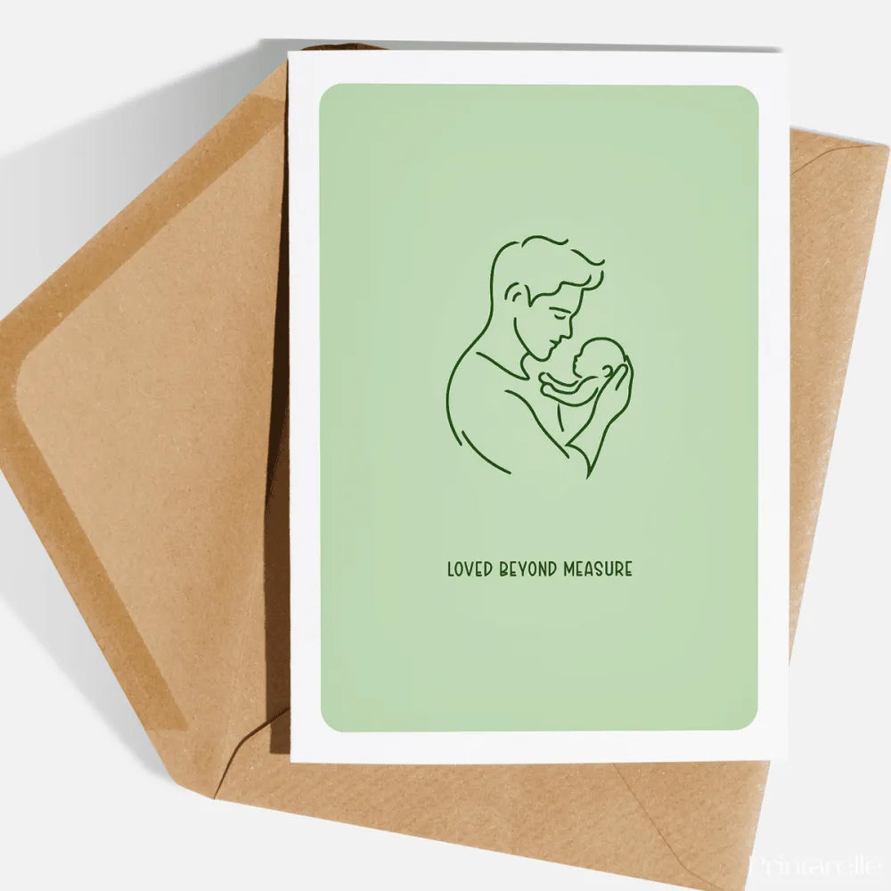 From the very first moment, there was a bond like no other. This exquisite line art illustration of a father gazing